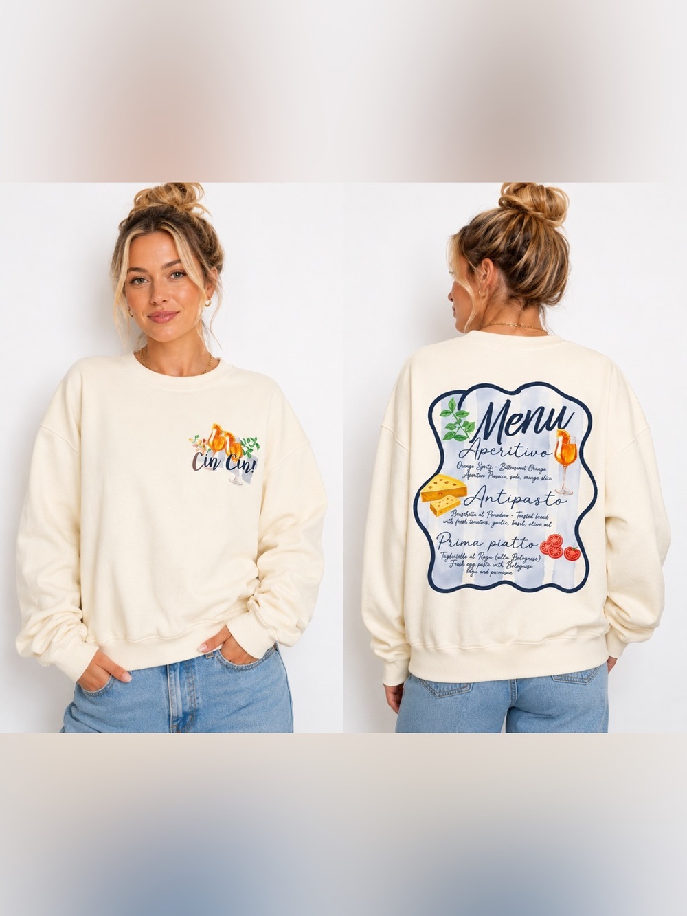 NWT Skinnydip London Cin Cin Aperitivo Graphic Sweatshirt, XS and Small